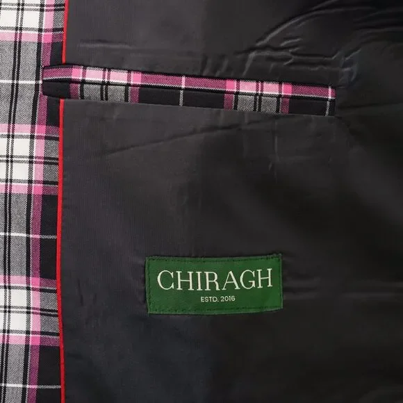 Mens 48R Pink Black Plaid Check Cotton Blazer Sport Coat Preppy Party Statement - Picture 3 of 8